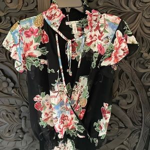 Flowered sheer shirt